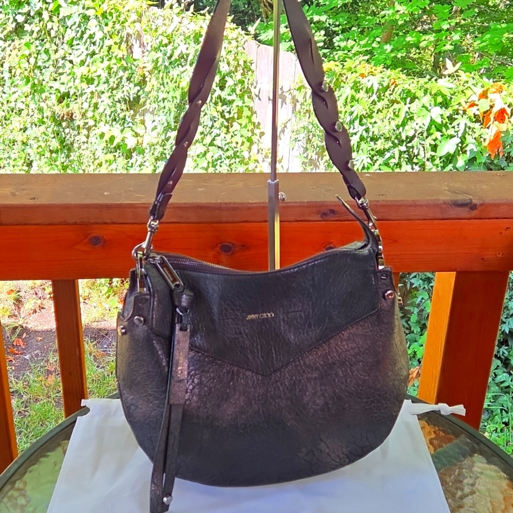 Jimmy Choo Artie Leather Metallic Hobo